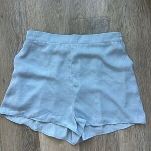 New Lulu’s Light Blue Satin Shiny Shorts, high waisted